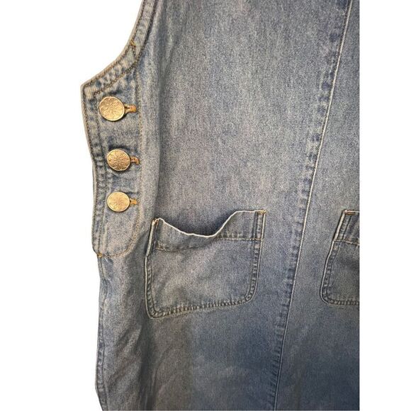 Vintage Fads Denim Button Closure Sleeveless Dress - Picture 2 of 4